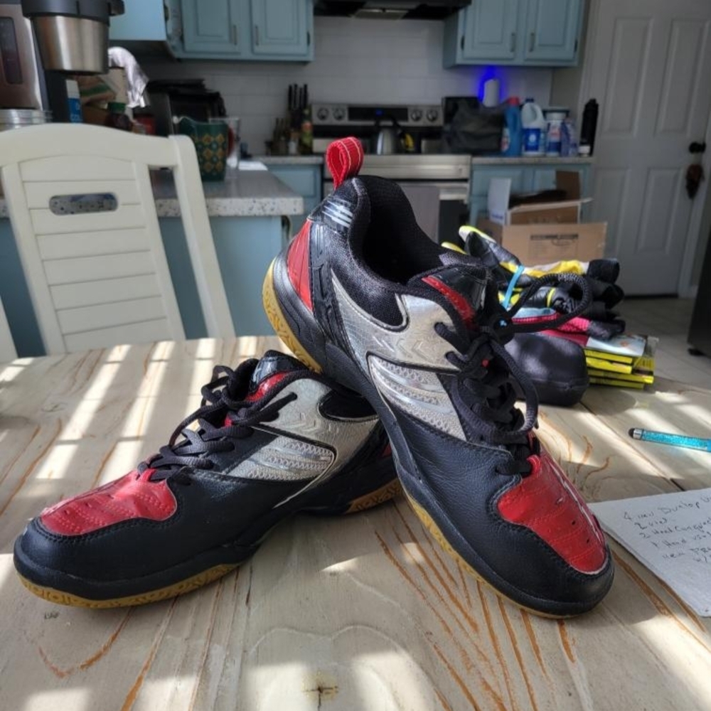Saxon Red and Black Court Shoes